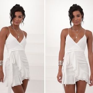 Lucy in the sky Becca Wrap Ruffle Dress in White